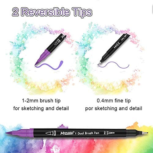 Stylos aquarelles MancoLA MA-100B pour adultes, feutres pointe fine pour coloriage et dessin professionnel, mandalas et