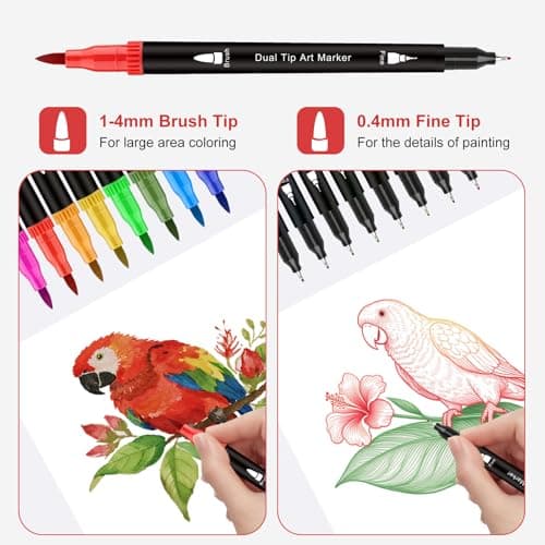 Gelanty Feutres Coloriage Adulte, 80 Stylos Double Pointe Aquarelle pour Adulte, Pinceaux Marqueurs de Qualité, Adaptés