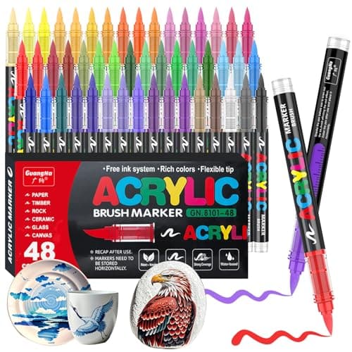 Feutre Acrylique Gelanty 168 Couleurs | Marqueur Liquide Flexible | Peindre sur Rocher et Bois | Idéal pour Artistes Ent — 48 Colors