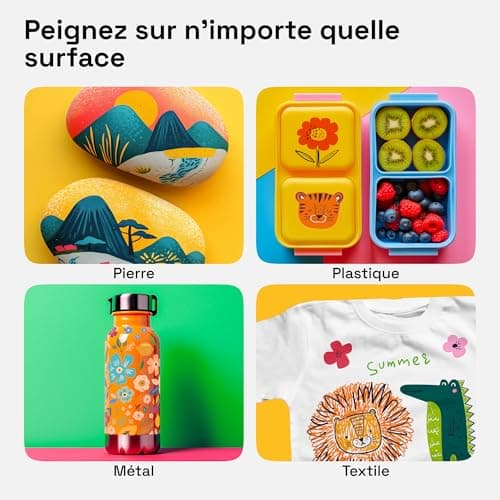 Artistro 24 feutres acryliques double pointe - peinture sur tissu, toile, pierre, verre, bois, papier - idéal pour DIY e