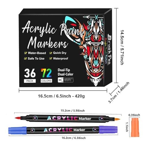 ETUCYNG Jeu De Feutres Acryliques 72 Couleurs Double Pointe | Adultes Fournitures Bureau Décoration