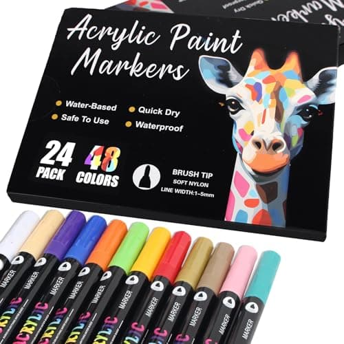 AEDAGA Feutres Acrylique 72 Couleurs, 36 Stylos Marqueur Pour Enfants Et Adultes, Acrylic Marker Pour Décoration De Toil — 48 Couleurs