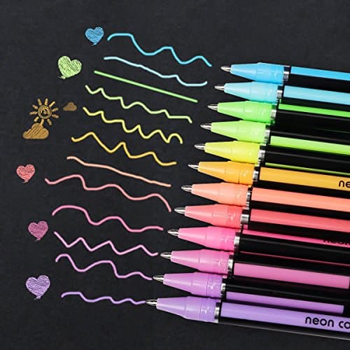 Mutsitaz 48 Stylos Gel Métallique Paillettes Néon Pastel Peinture Écriture Coloriage Adultes