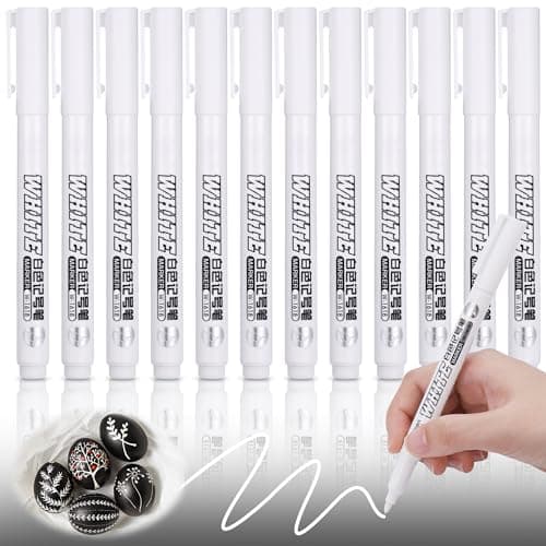 Marqueur acrylique JIANTA 12 feutre blanc indélébable, imperméable, pointe fine 1mm, permanent pour pneu, galets, bois,