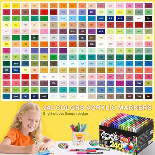 Marqueurs acryliques Lyuvie 240 couleurs pour peindre sur pierre, bois et tissu