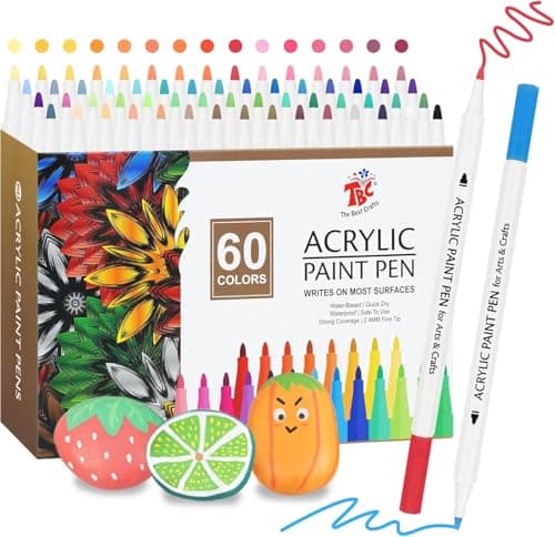 Stylos peinture acrylique TBC 24 couleurs pour artistes amoureux de la créativité, étanche et résistant à l'eau pour pie — 60 couleurs