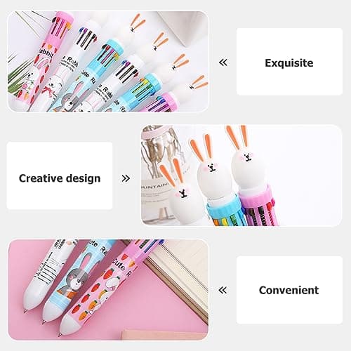 NUOBESTY Stylos À Bille Kawaii 3 Ensembles 6 Pièces pour Enfants Effaçables Portatifs 3 Couleurs * 10