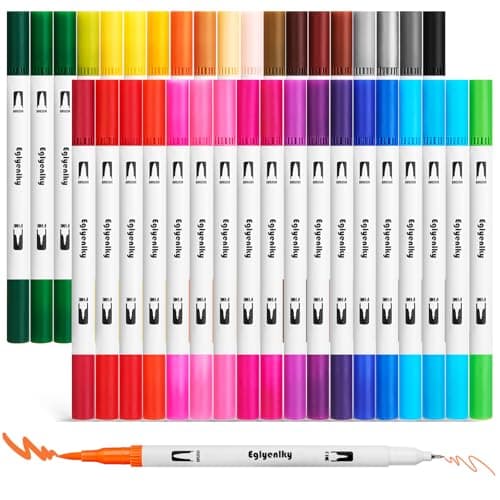 Marqueurs pinceaux à double pointe Eglyenlky - Coloriages adultes - Livres coloriage enfantsadultes - DessinJournal — 36 Colors-White