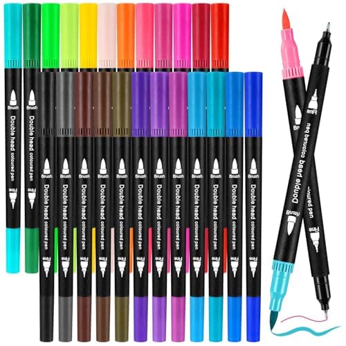 Zéawavsl feutres acrylique 24 pièces, épais (2mm) et fins (0.4mm), pour calligraphie, lettrage à la main, bullet journal