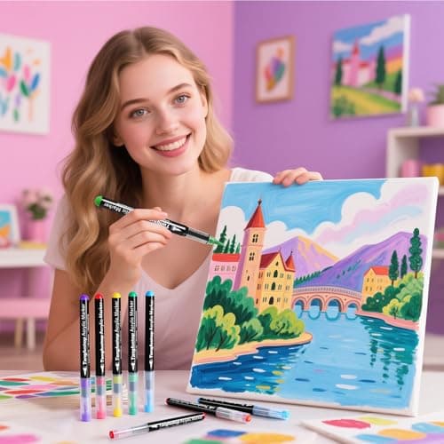 Tongfushop Feutres Acryliques 60 Couleurs pour Adulte, Marqueurs Peinture Pointe Pinceau pour Pierre Bois Toile Verre Cé
