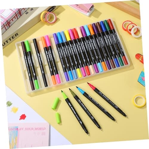 HOMSFOU 24 pièces pinceaux à double pointe marques aquarelle multicolores pour dessin et scrapbooking et prise de notes