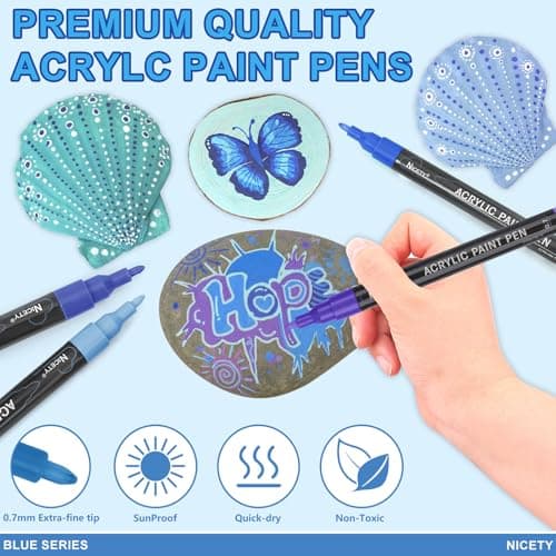 NICTETY Marqueur Acrylique Verre Bois Toile Céramique Bleu 0,7mm