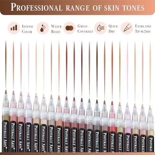 Pinturale Arts® Feutres Acrylique Couleur Peau 20pcs | Pointe Fine 0,7mm | Pour Coloriage Bois Verre Pneu Pierre| Séance