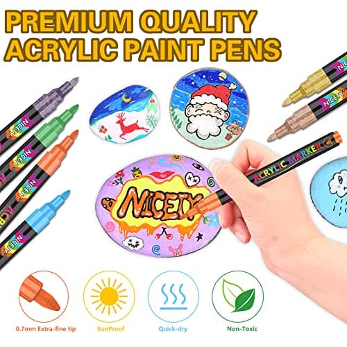 Nicety Lot de 72 marqueurs acryliques à pointe extra fine pour créatifs et artistes en loisirs créatifs