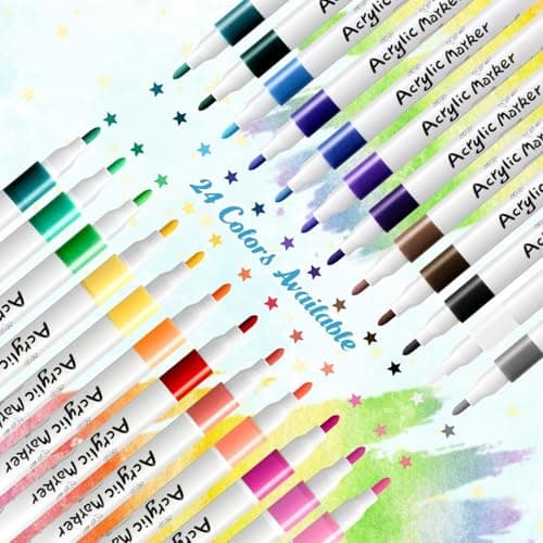 Marqueur Peinture Acrylique Newatty 24 Couleurs Perfectionneuse d'Art Imperméable Verre Toile Bois Plastique Papier pour