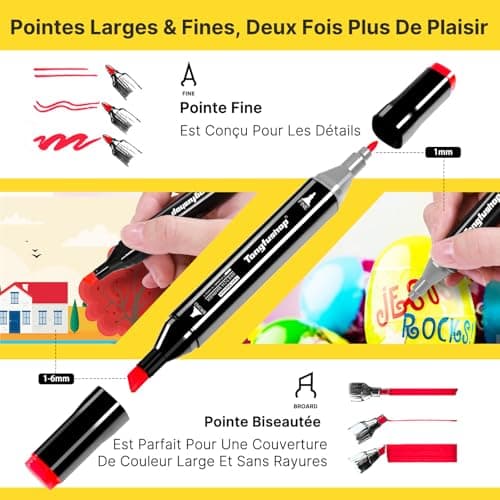 Tongfushop Feutres à Alcool Séchage Rapide pour Artistes et Adultes avec Sac Portable