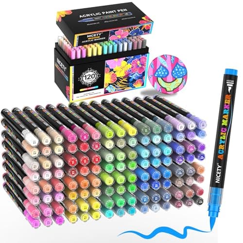 Marqueurs NICETY Acryliques Multi-Supports 72 Couleurs - Pointe Flexible 1-6mm pour Artistes et Débutants — 120