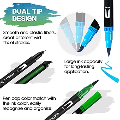 Stylo à aquarelle feutre coloriage 36 couleurs pour adulte mandala bullet journal calligraphie 0,4 mm 1-2 mm