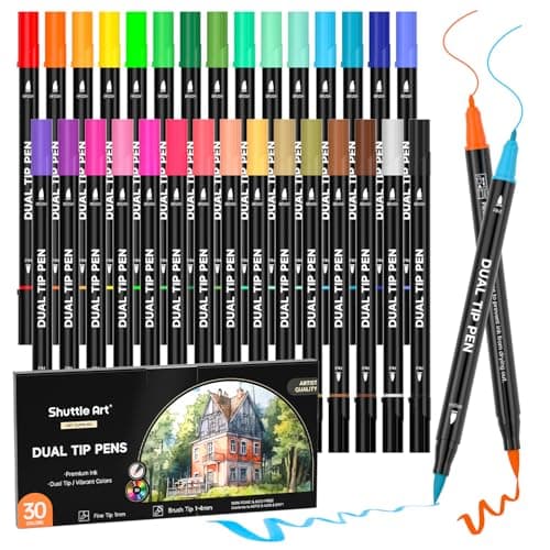 Marqueurs pastel Shuttle Art Lot de 56 stylos pour adultes Global Recycled Standard  
Feutres à double pointe Shuttle Ar — 30 Couleurs