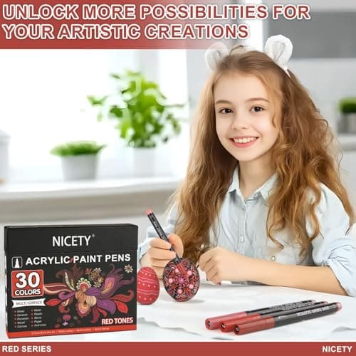 Nicety Acrylique 0,7 mm Marker Verreaux Céramique Bois Toile - Acrylic Water-Based Paint Marker Fine Point - 30pcs (Roug