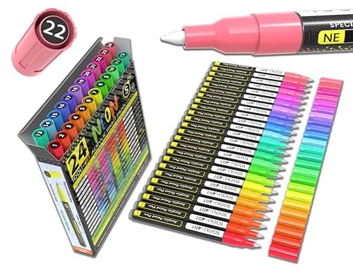 Marqueurs acrylique 3 mm non toxiques pour peinture Verre BoisMetalToilePoteriePlastique Projets bricolage Illustration — NEON