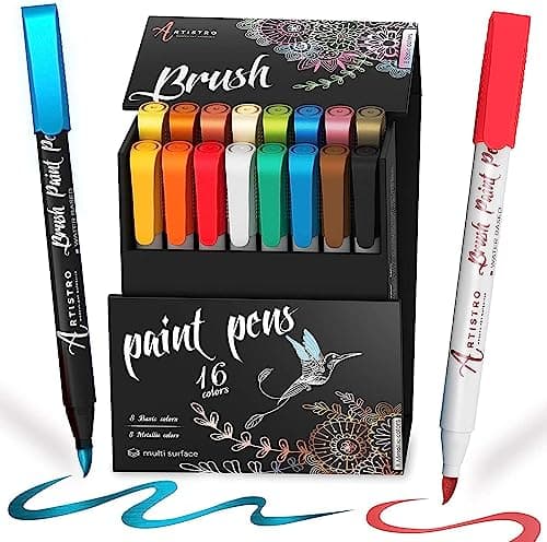Markers à aquarelles Wacom, 16 Couleurs, Parfaits pour Calligraphie et Scrapbooking, Set Éveil Artistique, Noir et Blanc