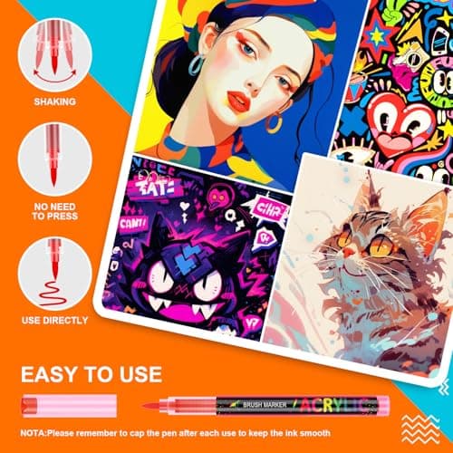 Feutres Acryliques TrendGate 122 Couleurs, Marqueurs Peinture pour Papier et Plus