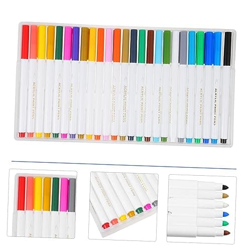 DIYEAH 25 Pièces Set de Feutres Acryliques Marqueurs Peinture Pratiques pour Enfants à Dessin et Coloriage Scène d'Art E