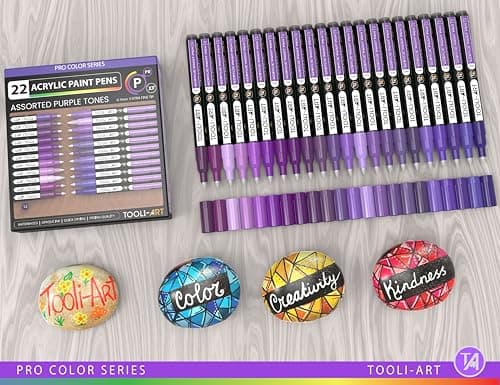 Marqueurs acryliques Lot de 22 - Pointe 0,7 mm - Non toxiques - Séchage à l'air libre - Idéaux pour peinture sur pierre,