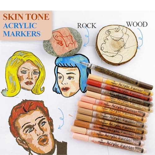 Marqueurs de peinture acrylique Feutres acryliques Couleurs de peaux 0,7 mm pour peinture sur mur toile Pierre Bois et p