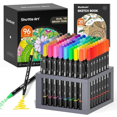 Marqueurs pastel Shuttle Art Lot de 56 stylos pour adultes Global Recycled Standard  
Feutres à double pointe Shuttle Ar — 96 Couleurs