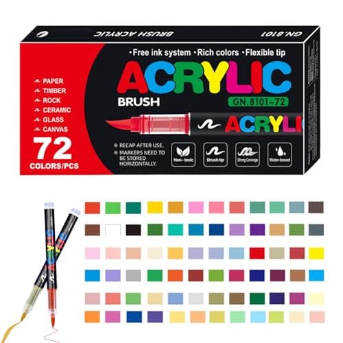 Nudorpn Marqueurs de pinceau en acrylique pour artistes, Set de marqueurs acryliques pour peinture, Pens pour peinture a