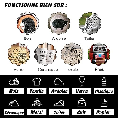 JEFFNIUB Marqueur Acrylique Noir Pointe Large 2-3mm pour Artiste Professionnel, Lot de 6, Peinture Permanent pour Verre,