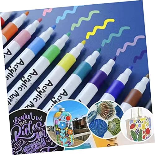 DIYEAH Marqueurs de peinture acrylique multifonctions colorés pour dessin et écriture portables 12 pièces