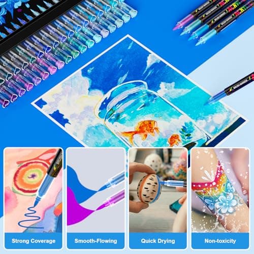 Marqueur acrylique Sonlary 36 couleurs, pinceau inclus, pour tout support - Bleu