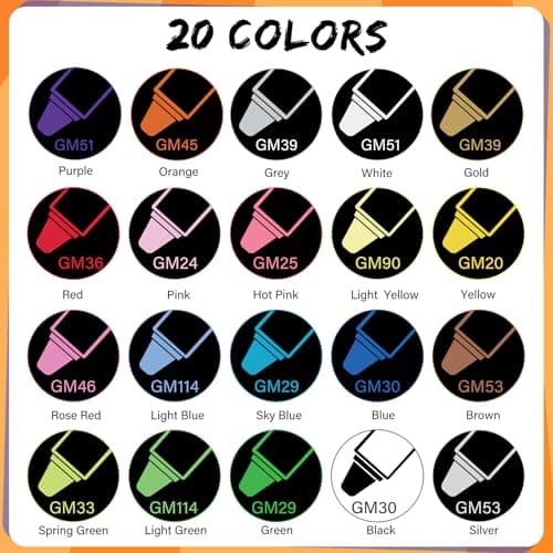 Marqueurs Acrylique Droaful 20 Couleurs Non Toxiques pour Art et Bricolage, Idéaux pour Peinture sur Différents Matériau