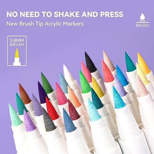 Marqueurs Arrtx pour peinture acrylique 30A couleurs : marqueurs pointe pinceau pour artisans et créatifs, peinture acry