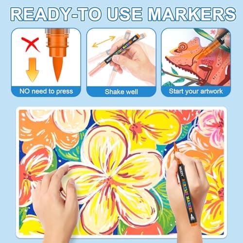 Marqueurs NICETY Acryliques Multi-Supports 72 Couleurs - Pointe Flexible 1-6mm pour Artistes et Débutants