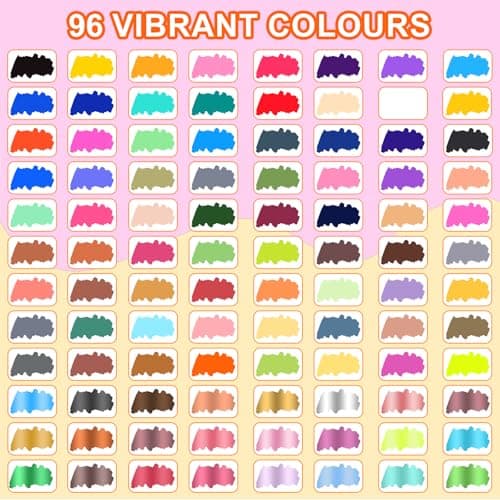 Marque Lyuvie Feutre Acrylique 96 Couleurs Pointe Moyenne 3mm Peinture Rocher Tissu Plastique Verre Caillou Pierre Métal