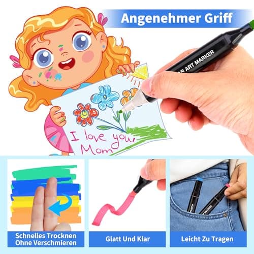 Feutres à alcool Aoriyar 48 Couleurs Adultes Artiste Coloriage Rapide Séchage Sac Transport TwinMarkers (48 COLOR)