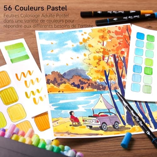 Marqueurs pastel Shuttle Art Lot de 56 stylos pour adultes Global Recycled Standard  
Feutres à double pointe Shuttle Ar