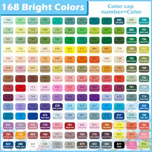Marque VAKKI Stylos Acryliques Couleurs pour Adultes | Pierre, Calligraphie, Bois | Toile, Verre | 168 Couleurs Fluides