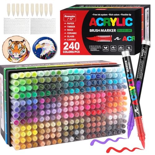 Feutre Acrylique Gelanty 168 Couleurs | Marqueur Liquide Flexible | Peindre sur Rocher et Bois | Idéal pour Artistes Ent — 240 Colors