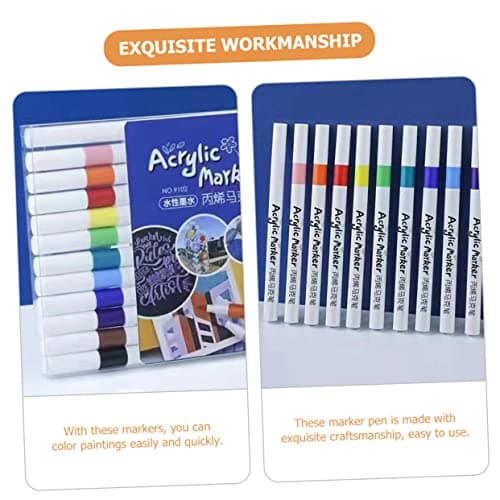 DIYEAH Marqueurs de peinture acrylique multifonctions colorés pour dessin et écriture portables 12 pièces