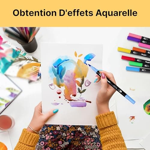 TongFu Feutres Coloriage Adulte Multiusage, Mandala et Bullet Journal, Doublent Pointe Aquarellable, 120 Couleurs pour D