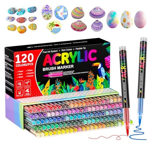 TrendGate 168 Couleurs Feutre Acrylique, Marqueur Peinture Acrylique Pinceau Pour Tous Types de Supports, Artiste Amateu — 120