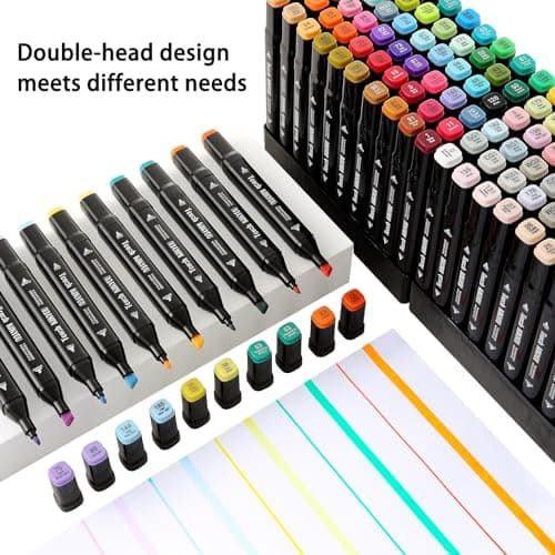 Ordeluxe 120 couleurs feutre à alcool pour artistes et adultes à colorier, séchage rapide en une seconde, avec étui de t