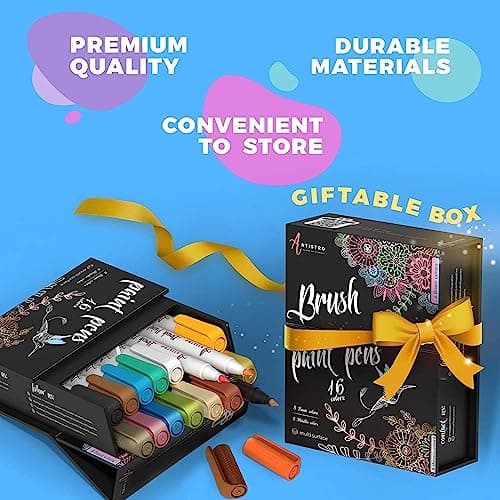 Markers à aquarelles Wacom, 16 Couleurs, Parfaits pour Calligraphie et Scrapbooking, Set Éveil Artistique, Noir et Blanc