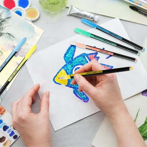 Set de 48 stylos gel – 12 métalliques, 12 stylos gel pailleté, 12 néon, 12 aquarelle – Parfait pour dessin, écriture et