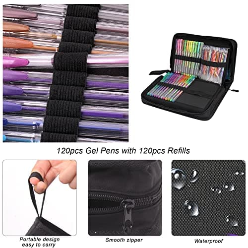 Gunsamg Stylo Gel Coloriage 240 Pièces, 120 Recharges Pailletées pour Enfants, Idéaux pour Livre de Coloriage et Dessin